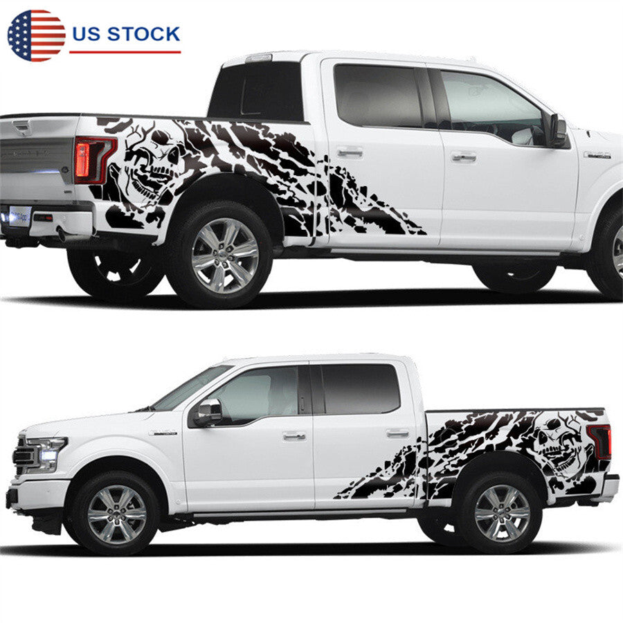 ya 1 7.8 2Pcs Black Rockfall Skull Truck Body Decal Vinyl Sticker for Pickup 4x4 Off Road