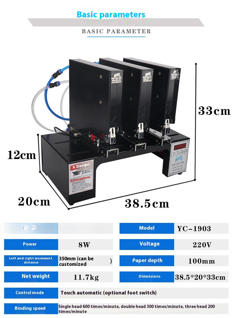 Double Pneumatic Stapler Bookbinding Machine Electric Stapler Binding Machine