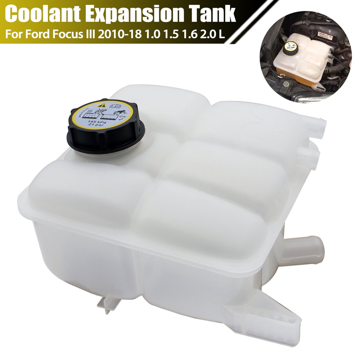 ya 9 6.5 Radiator Coolant Expansion Tank for Ford Focus MK3 C Max Kuga 2010-2019 With Cap