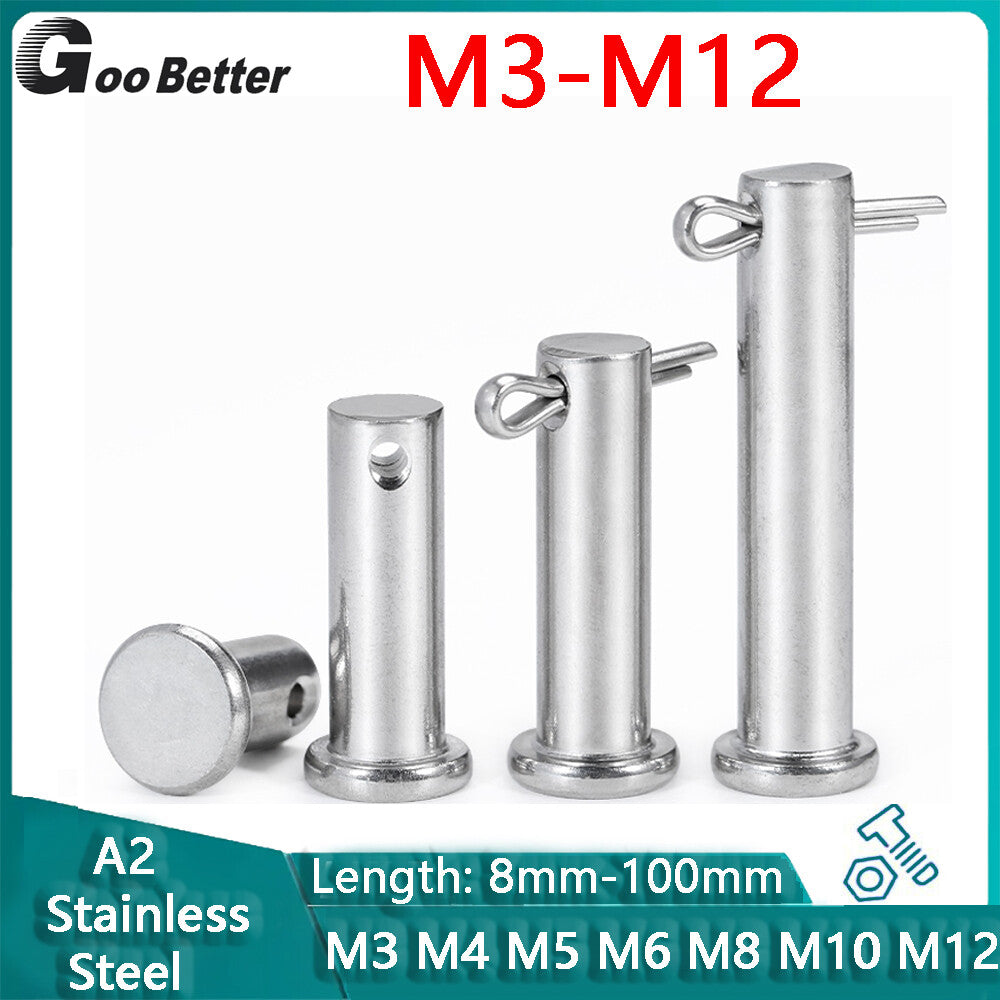Clevis Pin A2 304 Stainless Steel Hinge Pin Rigging Pin M3 M4 M5 M6 M8 M10 M12
