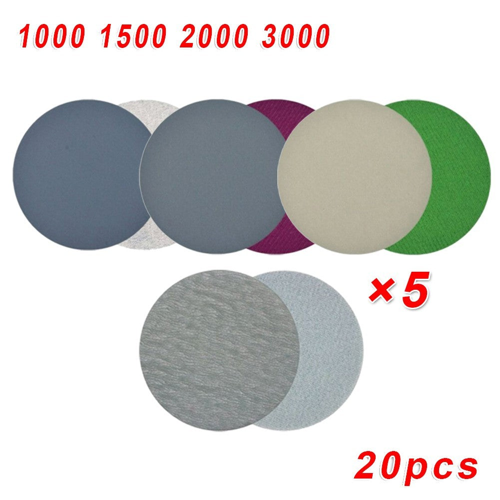 ya 14 20pcs 5 Inch Hook Loop Wet/Dry Sanding Discs 1000 1500 2000 3000 Grit Sandpaper