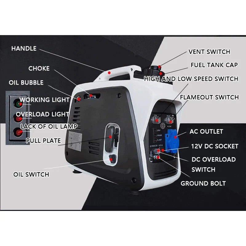 ya 26 Portable Silent Camping Gasoline All-copper Inverter Generator All-copper