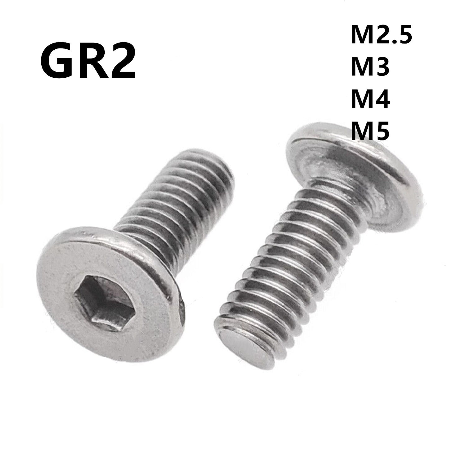 Titanium GR2 Hex Socket Utrathin Flat Head Screws M2.5 M3 M4 M5