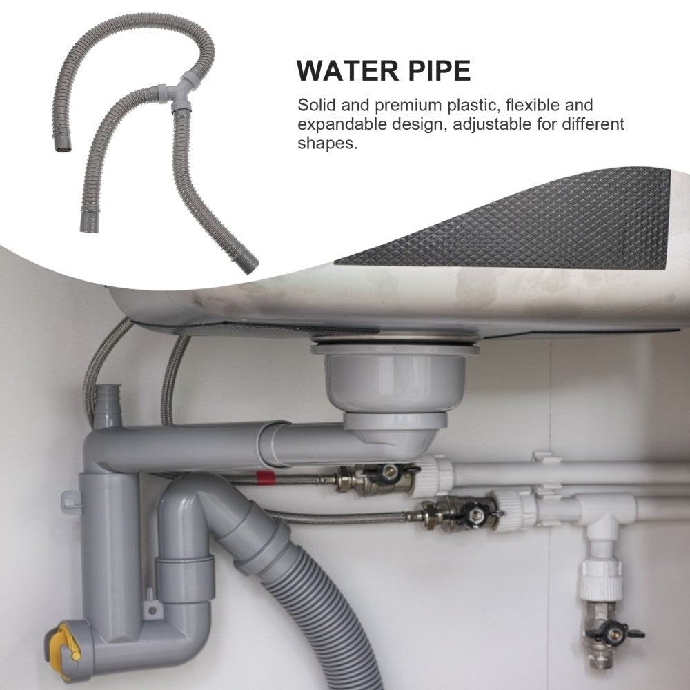 ya 5 8.7 Double-headed Sewer Pipe Kitchen Drain Hose Drainage Water Outlet