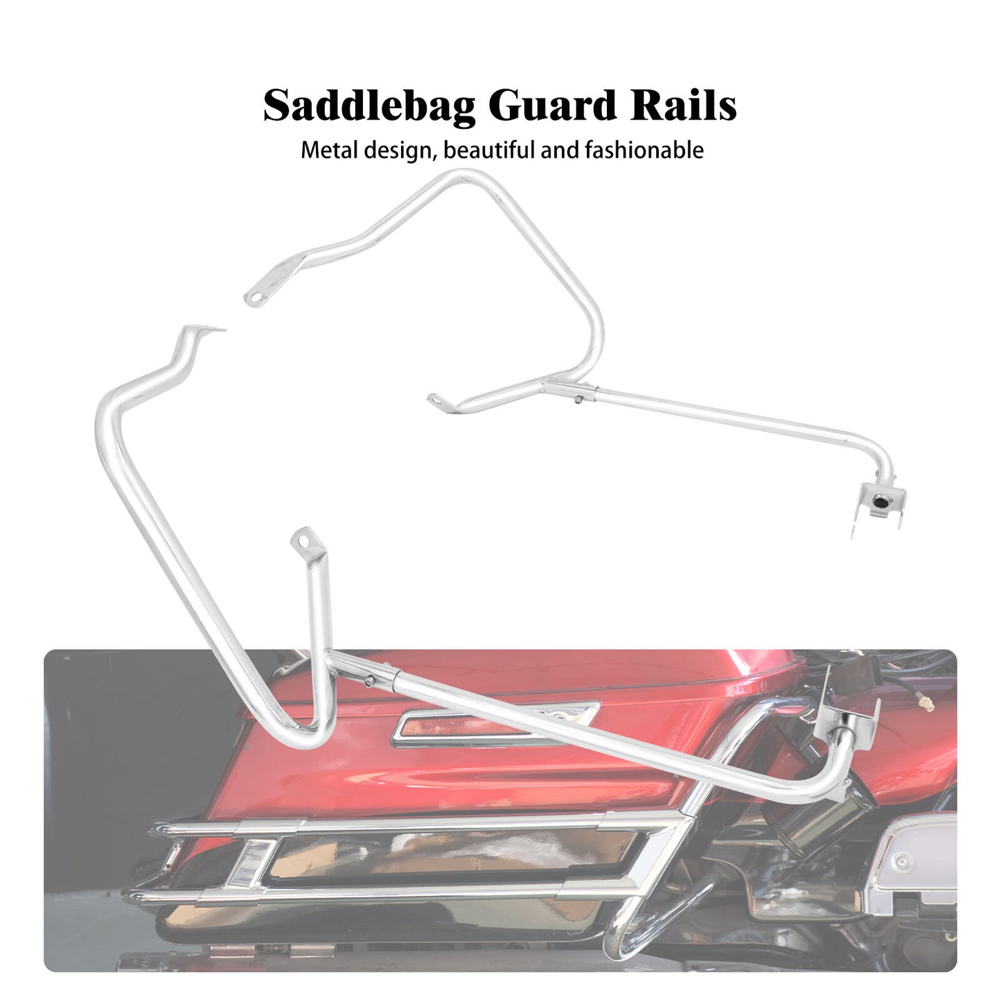 ya 12 5.21 All Chrome Saddlebag Bracket Guard Set Support Bar Fit for Harley Touring 14-22