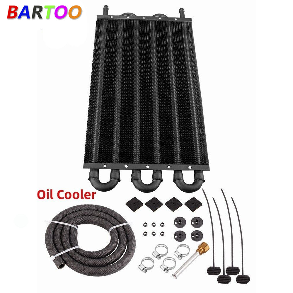 ya 5 6.15 6 Rows Universal Aluminum Remote Transmission Oil Cool Radiator Converter Kit