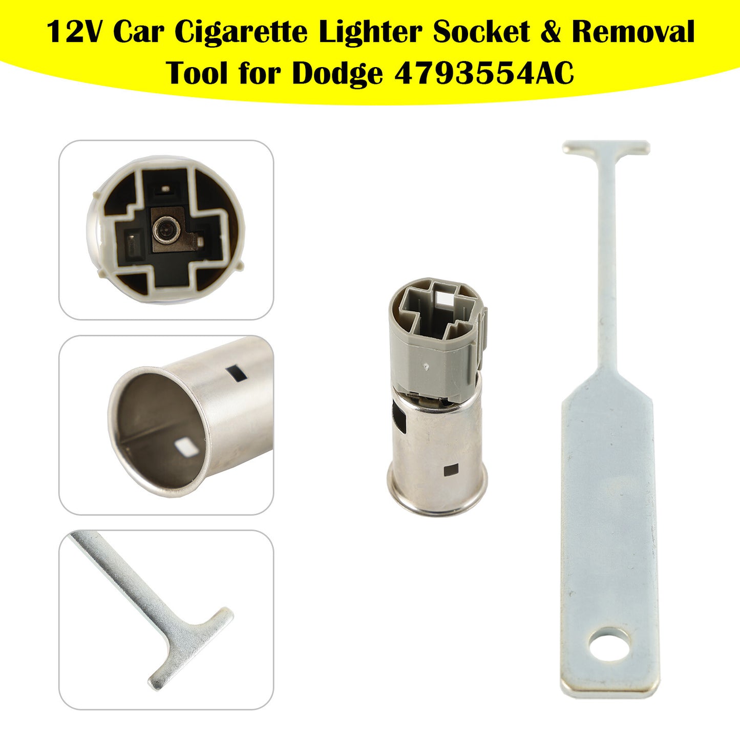 ya 1 8.5.1 12V Car Cigarette Lighter Socket & Removal Tool for Dodge 4793554AC #1