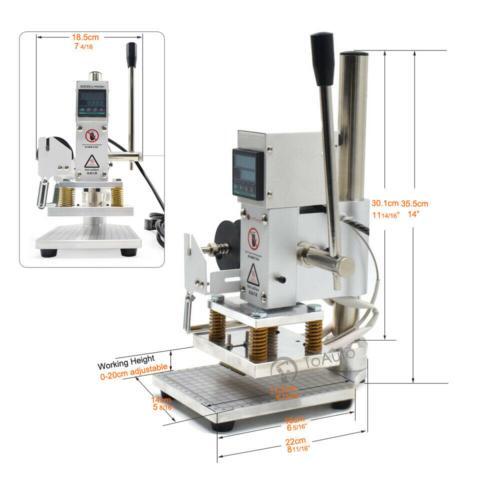 Leather Hot Foil Stamping Embossing Machine 4 X5 Pressing Marking Digital 220V
