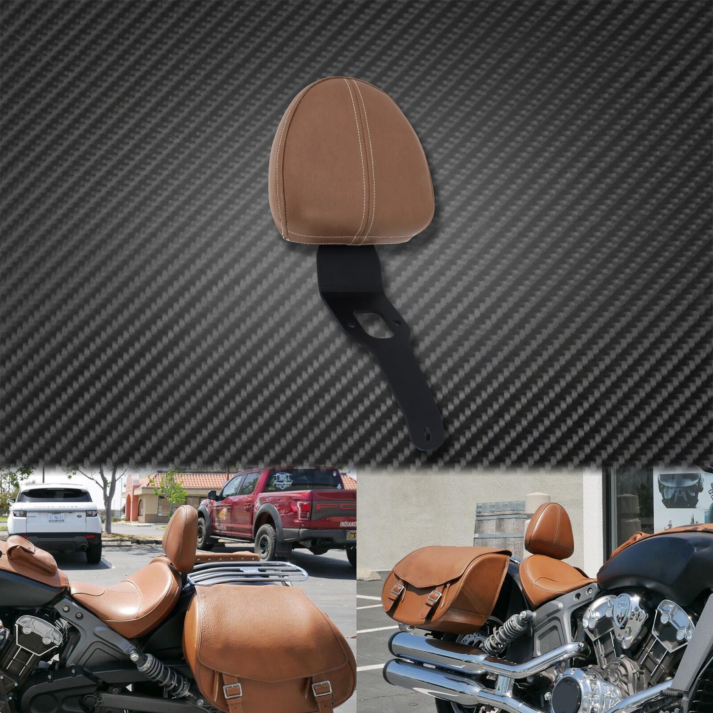ya 3 6.25.3 Brown Front Driver Rider Backrest Pad Fit For Indian Scout 2015-2020 Sixty 16-20