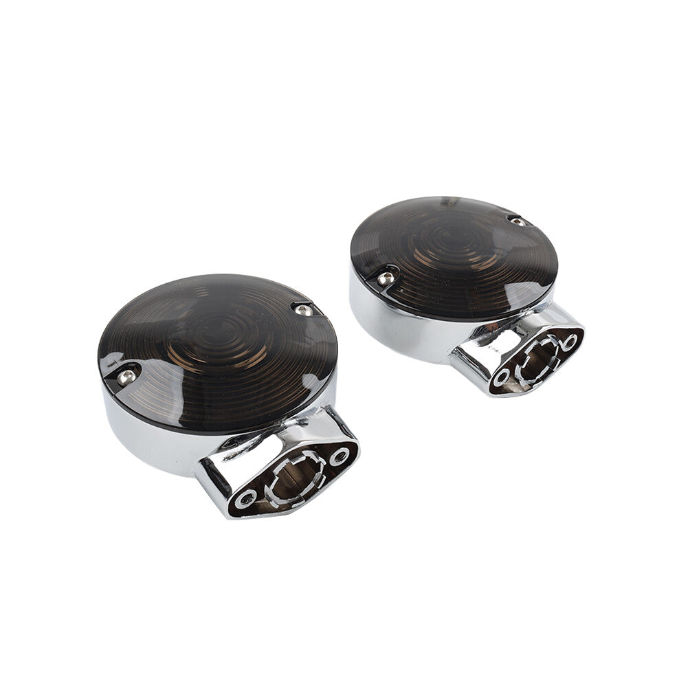 ya 5 6.16.2 Chrome Turn Signal Housing Smoke Lens Covers for Harley Electra Tour Glide FLTCU