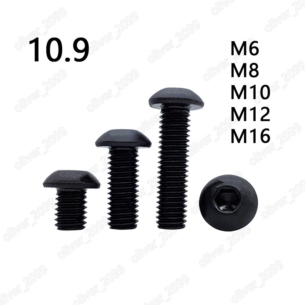 Black 10.9 Steel Hex Socket Button Head Screws Allen Bolts M6 M8 M10 M12 M16