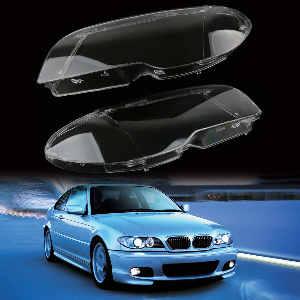 ya 13 5.27.2 Pair Headlight Headlamp Lens Cover For 2004-2006 for BMW 3 Series E46 2DR Coupe