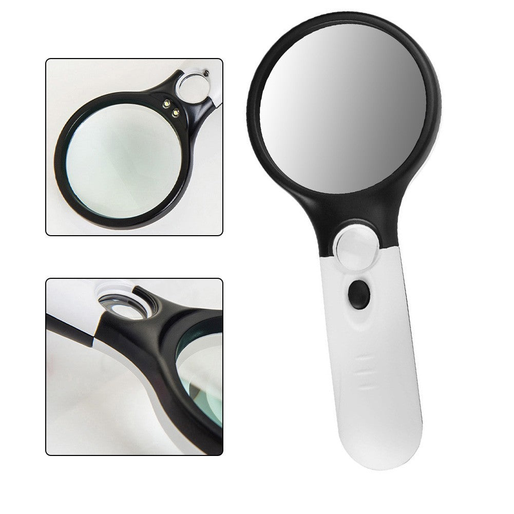 ya 14 LED Light Handheld Magnifying Glass 45X and 3X Lenses for Hobby and Repair Use