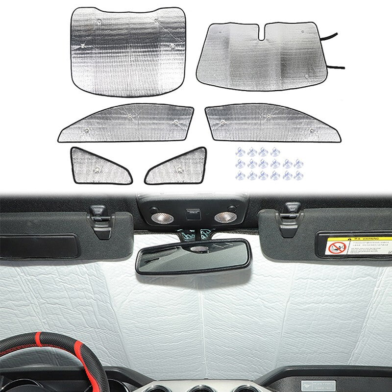 ya 1 7.8.2 6Pcs Window Sunshade Visors Cover Anti UV Protector for Ford for Mustang 15-23
