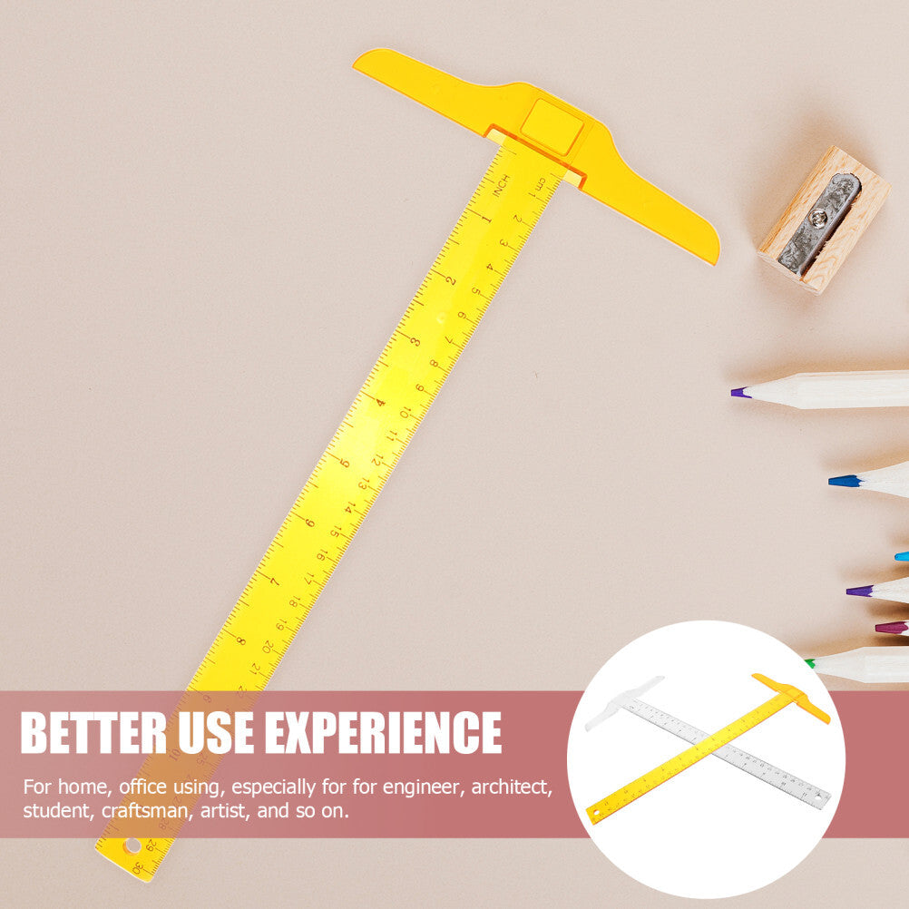 ya 14 2 Pcs T Shape Ruler Double Scale Ruler Tailoring Rulers Sewing Clear