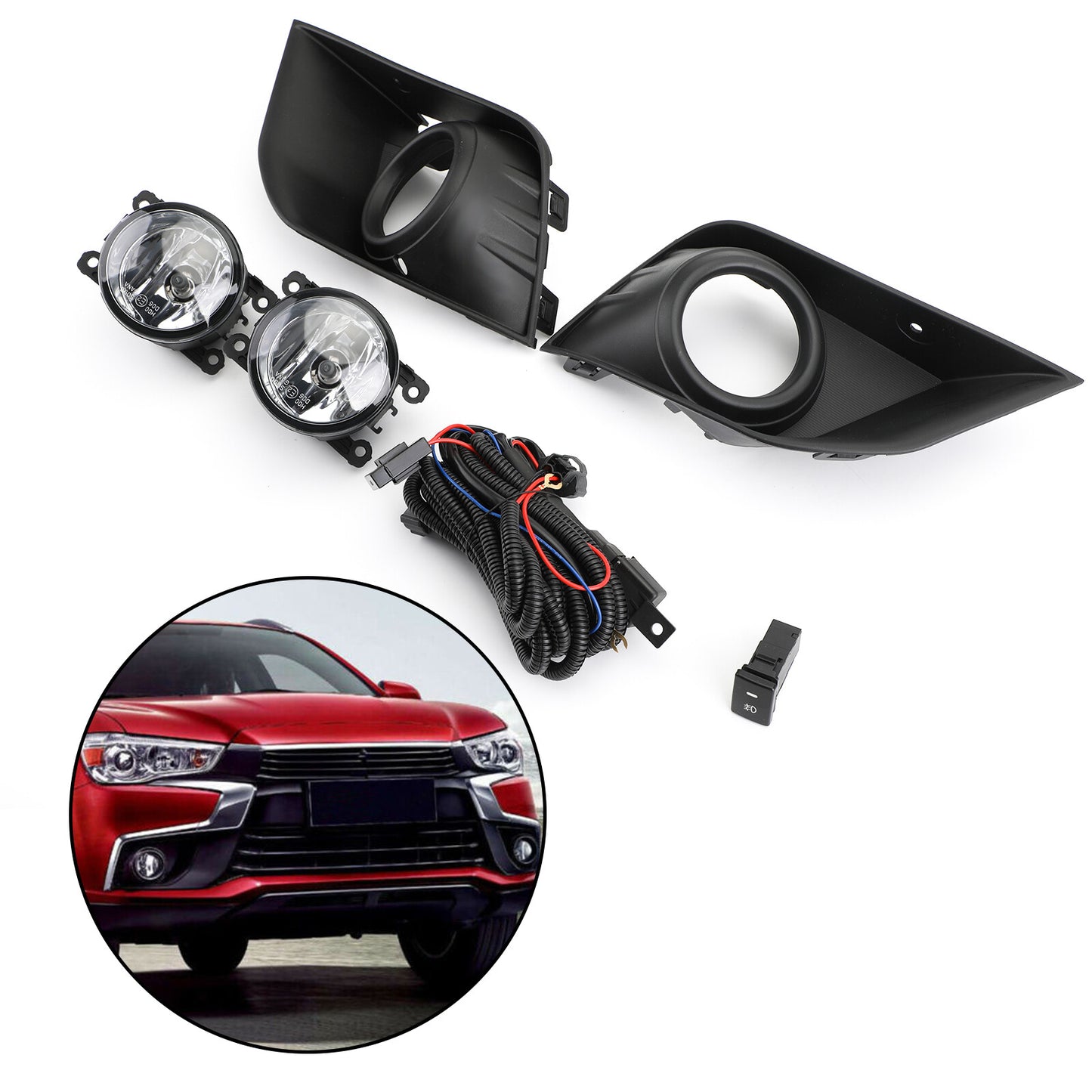 ya 1 8.5.2 Front Bumper Fog Light Kit For Outlander Sport ASX RVR 2016-2018 BLK