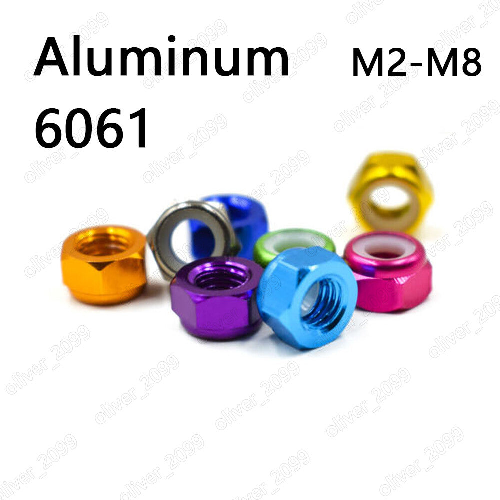 Colorful Aluminum 6061 Nylon Insert Lock Nuts Hex Nylock Nuts M2 M3 M4 M5 M6 M8