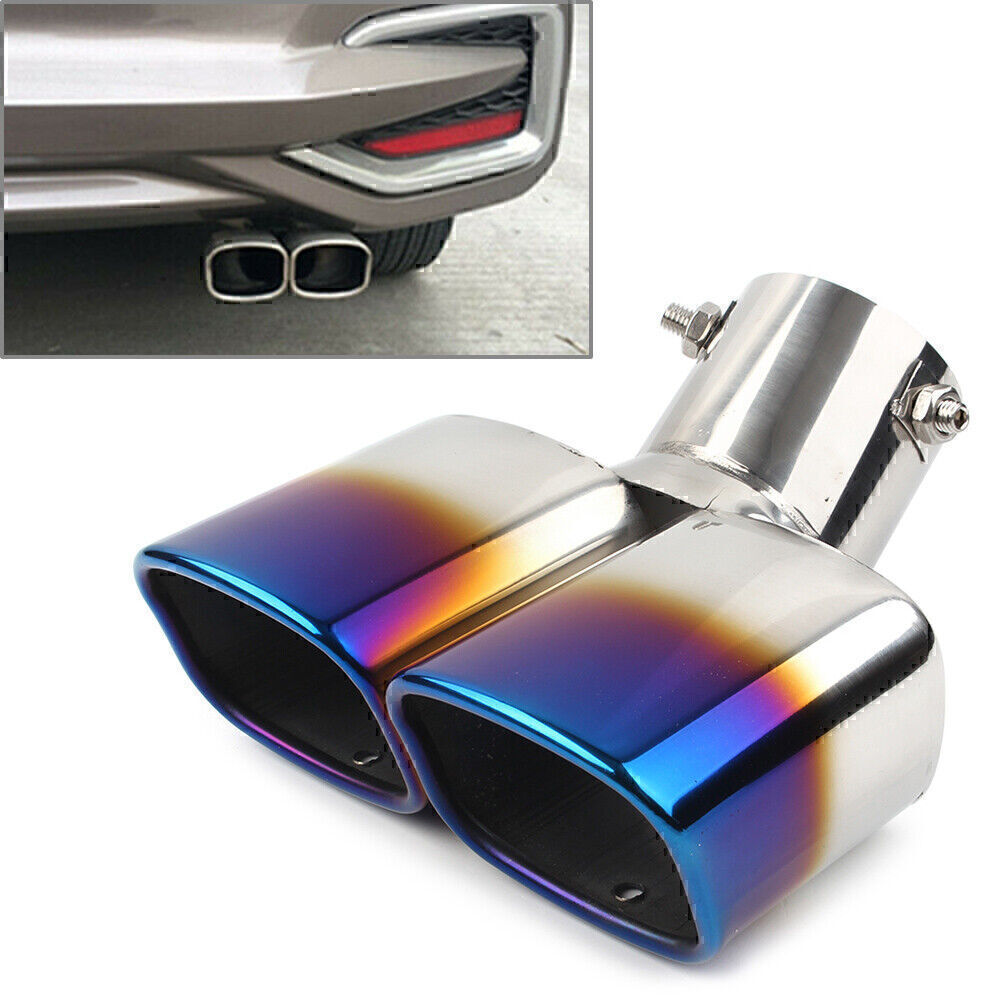 ya 4 6.17.2 Car Rear Dual Pipe Tail Muffler Tip Throat Tailpipe Replace Kit Round po