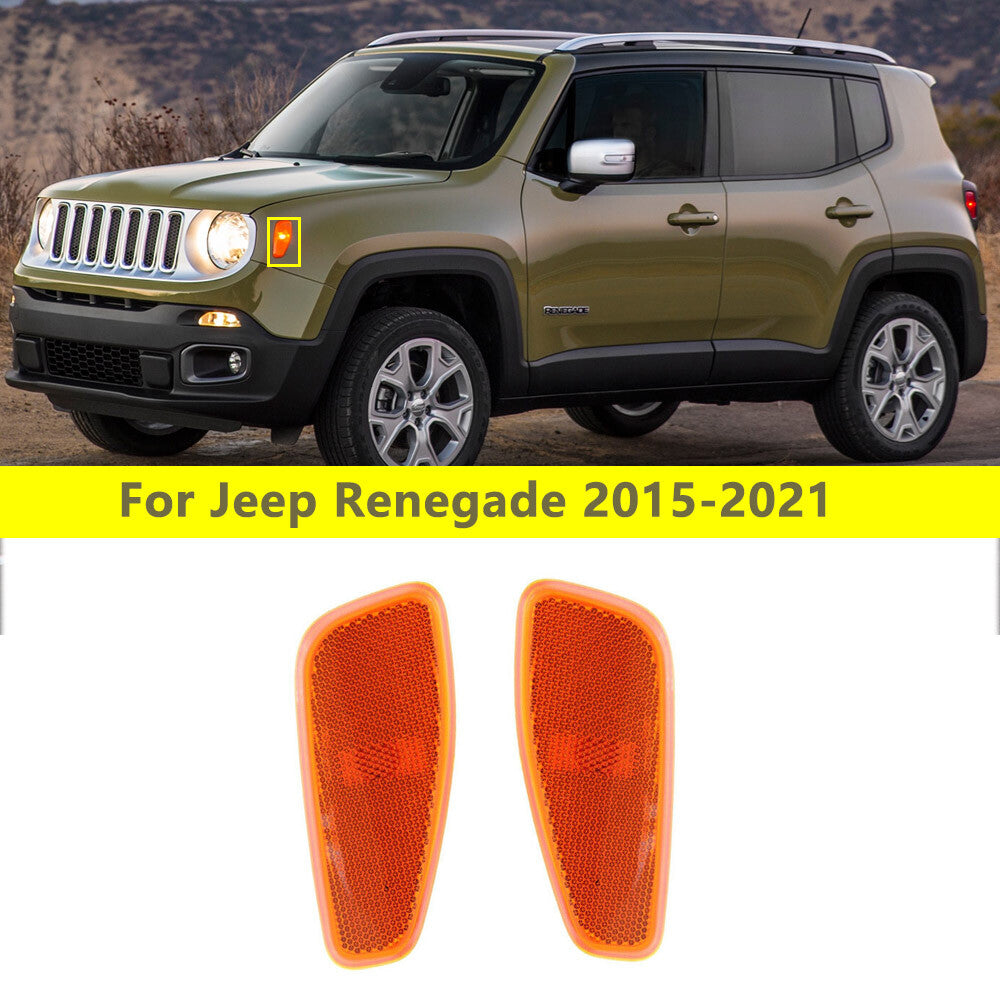 ya 12 5.22.2 for Jeep Renegade 2015 2016 2017 - 2021 Dual Front Side Marker Lights Without Bulbs