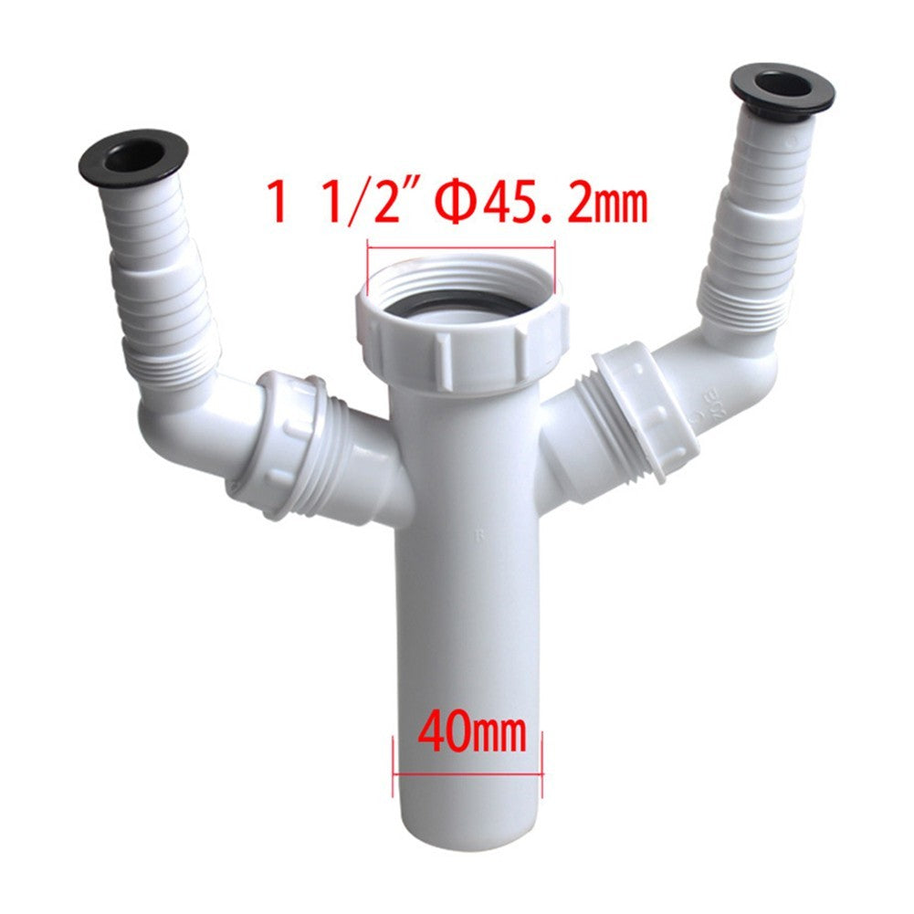 ya 14 Double Outlet Waste Trap Sink Connector for Washing Machine and Dishwasher 112