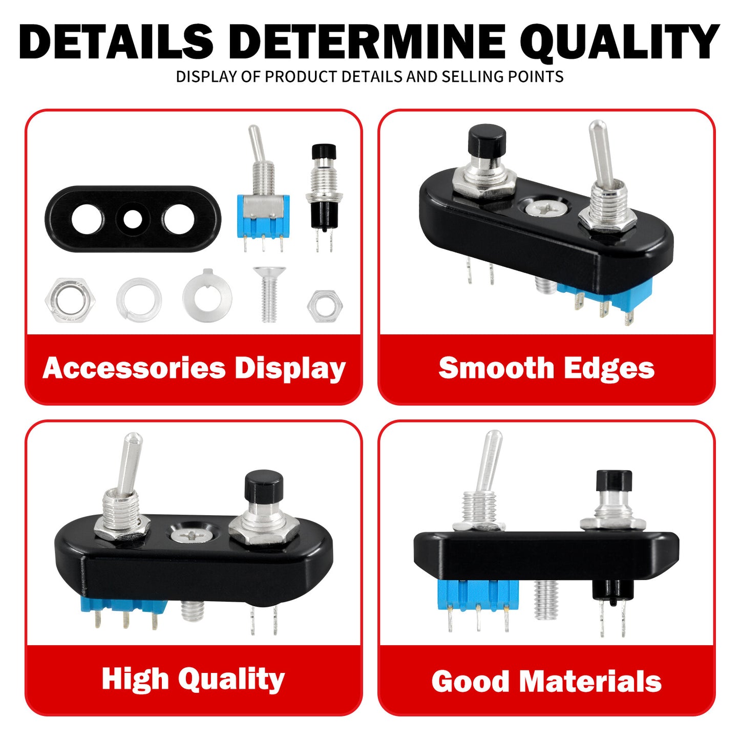 ya 1 7.4 Black for Mini Control Toggle Push Switch ON/OFF Button For Universal 1 Handlebar