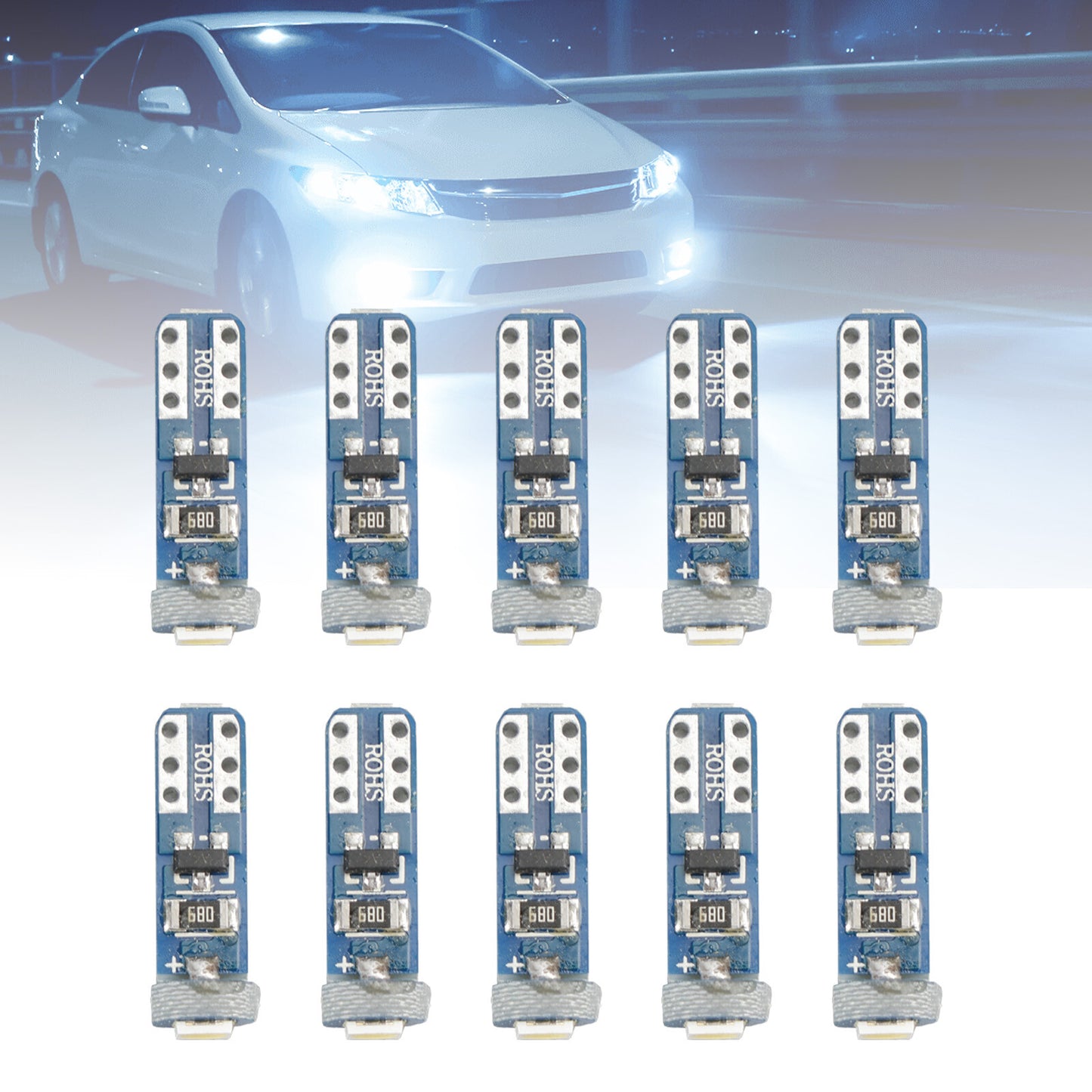ya 1 8.5.1 10X For LED Retrofit 2721W Wedge T5 12V 1W W2X4.6D 6000K