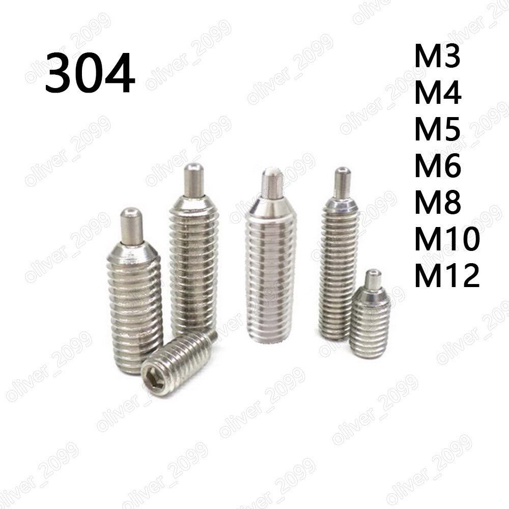 304 Stainless Steel Hex Socket Set Screws Pin head Positioning Plunger M3-M12