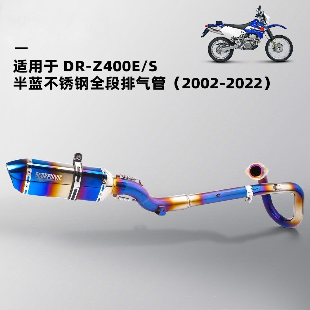 ya 1 7.8 Full System for Suzuki DRZ400SM 2000-2023 Blue Muffler Front Link Pipe