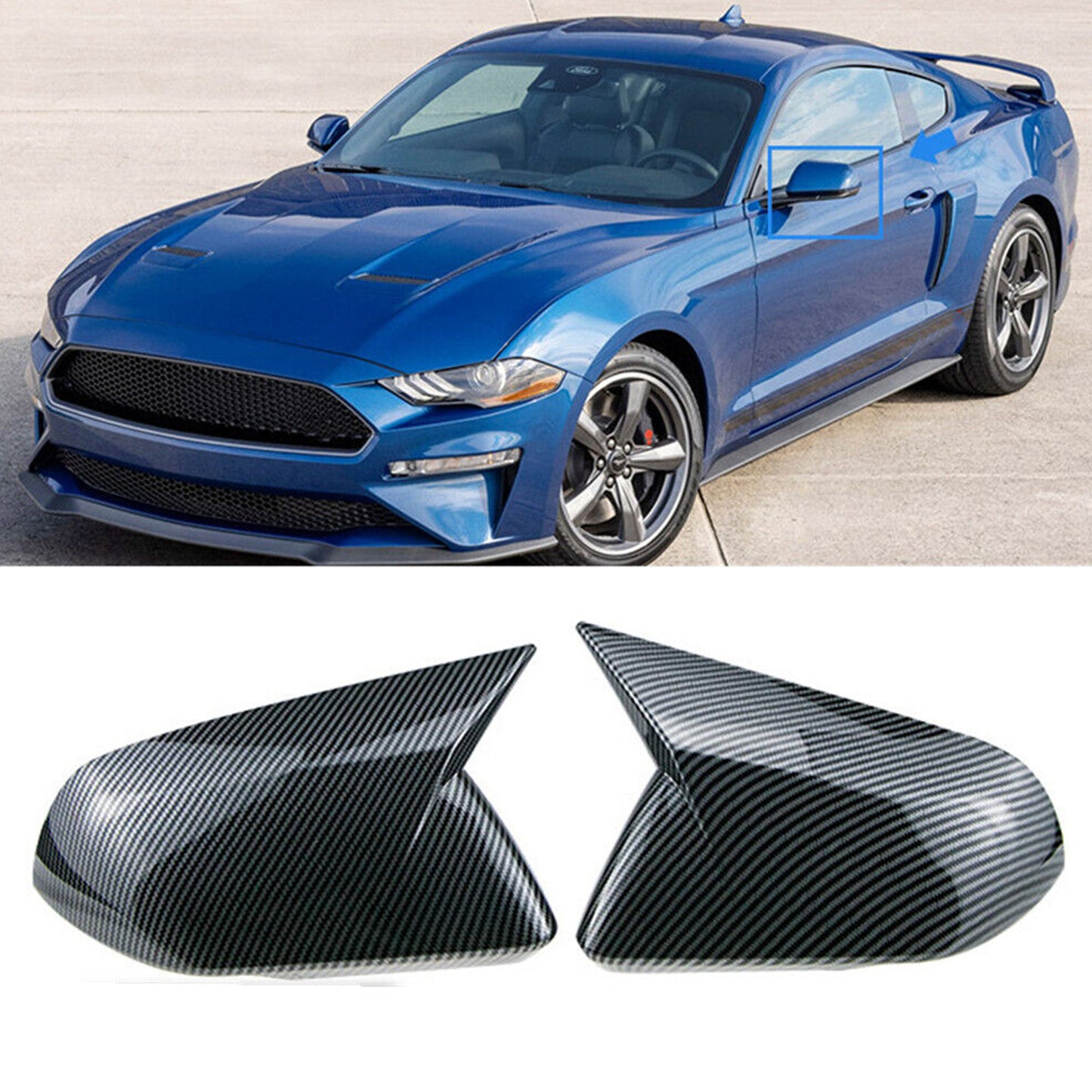 ya 1 8.5.1 Suitable for 2015^2022 for Mustang Carbon Fiber M Corner Mirror Caps. ^