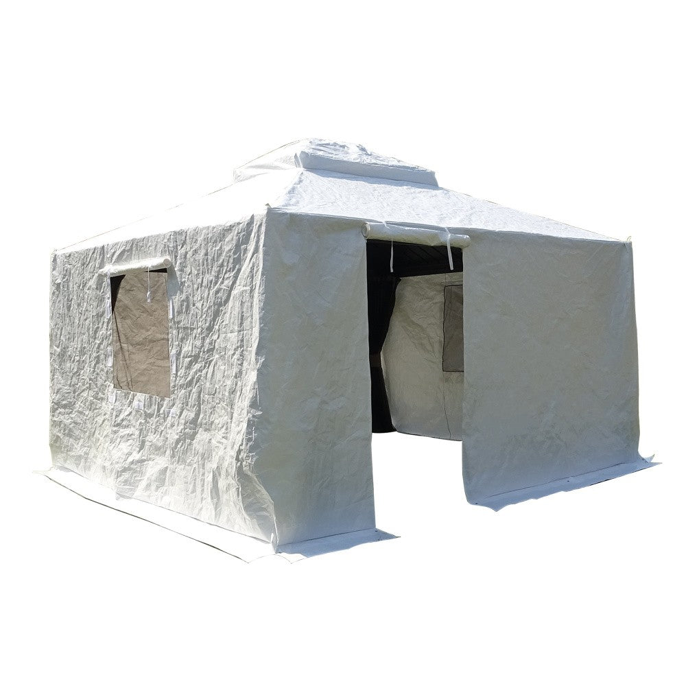 ya 28 White 10'x12' Hardtop Gazebo Cover,All Season Waterproof, Sidewalls+Mesh Windows