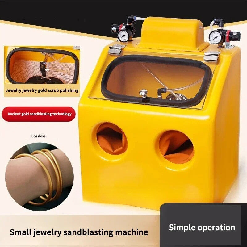 Jewelry Sand Blasting Machine Double Watch Water Type Sand Blaster Antique Gold