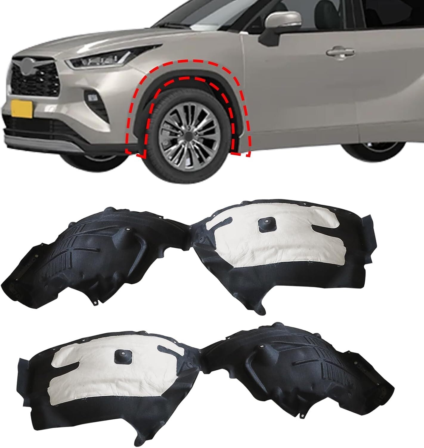 ya 7 6.10.3 Side Front Fender Liner Driver & Passenger Fits for Toyota Highlander 2020-2023