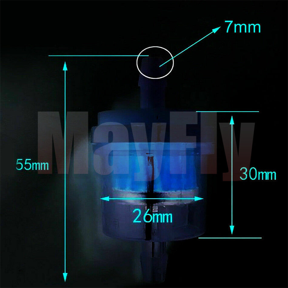 ya 5 8.7 12PCS Inline Gas Oil Fuel Filter Small Engine fit For 1/4'' 6-7mm Hose Line