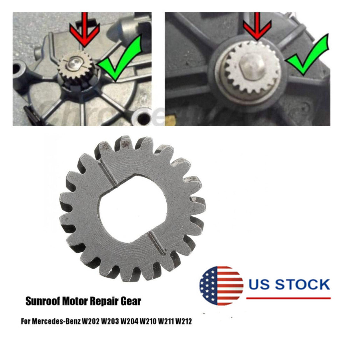 ya 2 6.29 Sunroof Motor Repair Gear Rustproof Cog Kit for Mercedes-Benz C/E W202 W204 W212