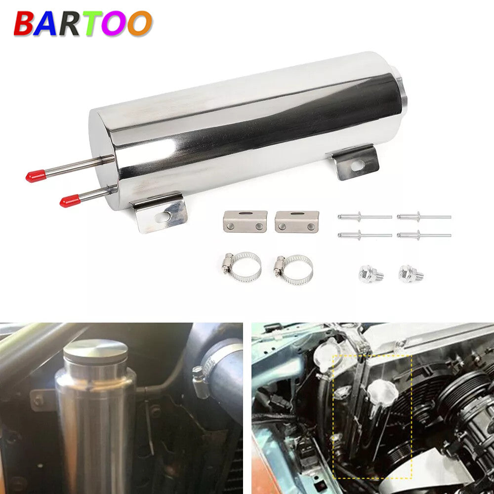 ya 27 6.21 3x 10 Polished Stainless Steel Radiator Coolant Overflow Catch Puke Tank 32OZ