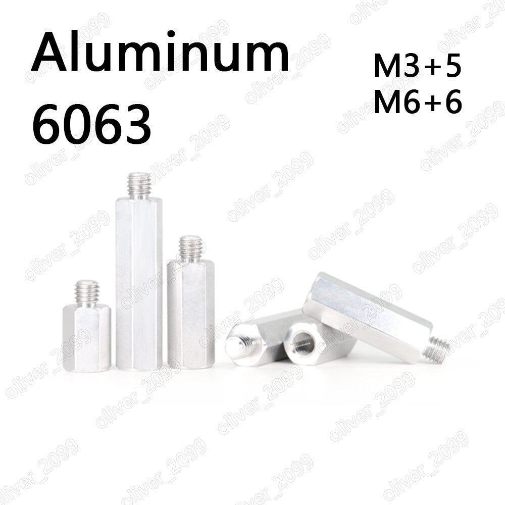 Male-Female Aluminum 6063 Hex Column Standoff Support Spacer Pillar M3+5 M6+6