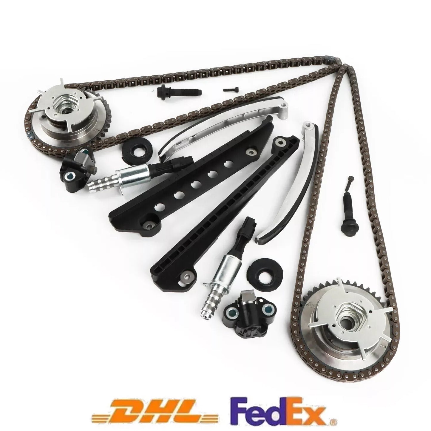 ya 10 5.28 Timing Chain Kit + Cam Phaser VCT Selenoid Kit for 05-10 for Ford TRITON 3 Valve 4.6