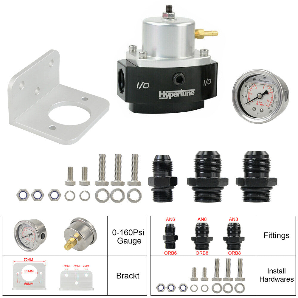 ya 27 7.2 4-65 psi efi bypass return style Fuel pressure regulator 6AN Boost 1/8 NPT gauge