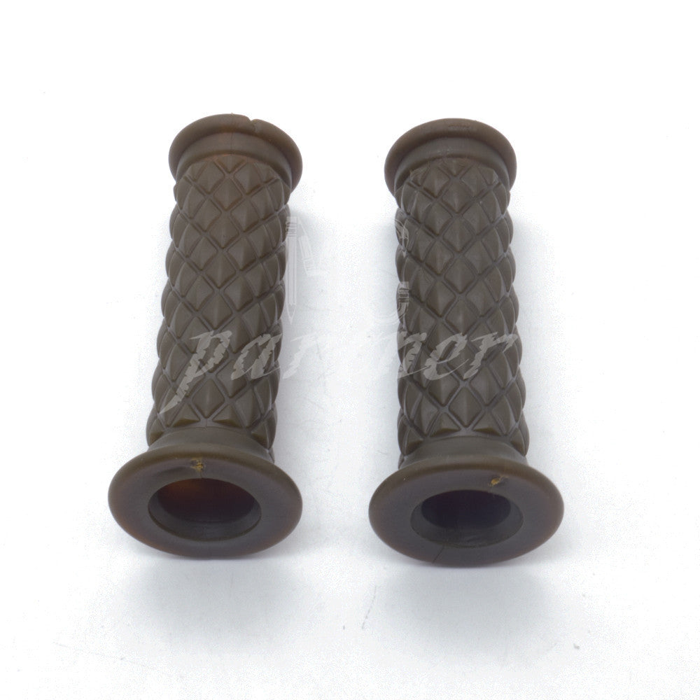 ya 5 8.7 7/8'' 22mm Retro Diamond Rubber Handlebar Hand Grip For Cafe Racer Bobber Custom