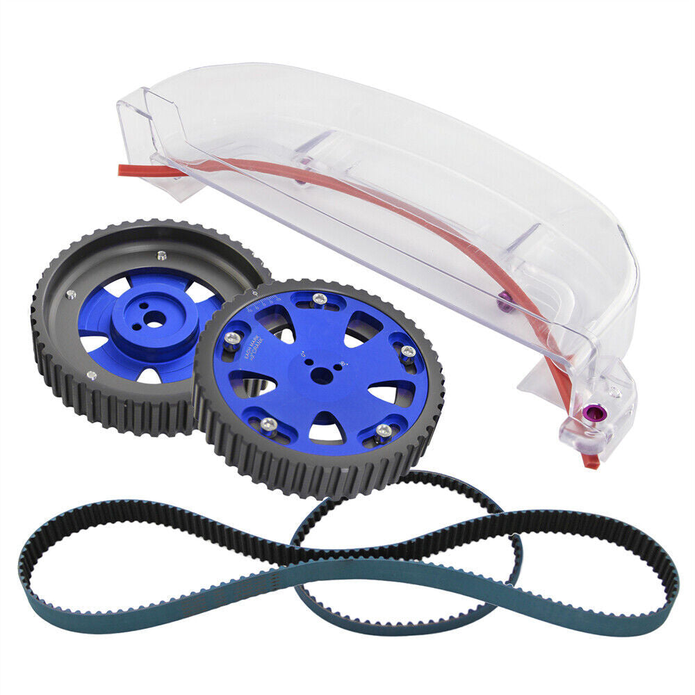 ya 3 6.24 Cam Gear +Cam Cover +Timing Belt for Mitsubishi Lancer EVO 1-3 Eclipse 4G63 Blue