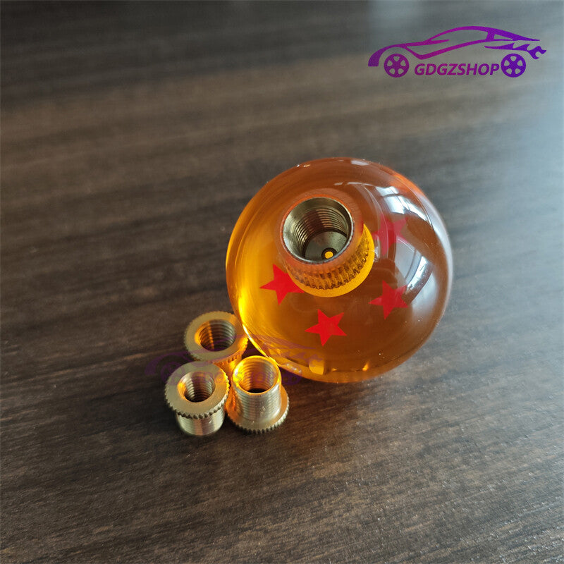 ya 11 6.5 Round Dragon Ball 5 Star Shift Knob for MAN ual Gear Shifter Head with 3 Adapters