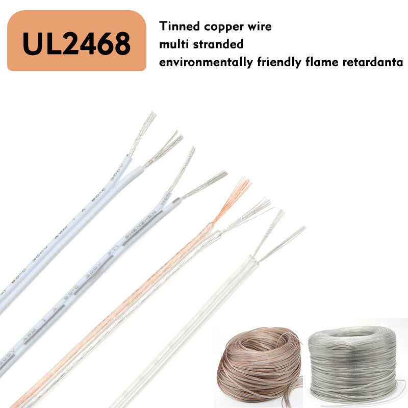 2- Core PVC Flexible Cable 18/20/22/28 AWG Stranded Electrical Flex Wire UL2468
