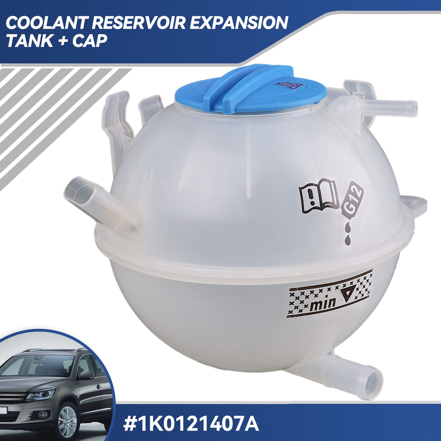 ya 9 6.5 Coolant Tank Reservoir W/ Cap for Audi A3 Q3 for VW for Golf for Tiguan for Passat CC 1K0121407A