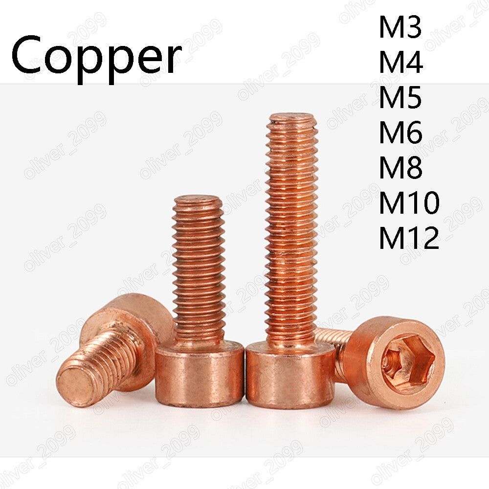 99.9% Pure Copper Cu Allen Bolt Hex Socket Cap Head Screws M3 M4 M5 M6 M8 M10
