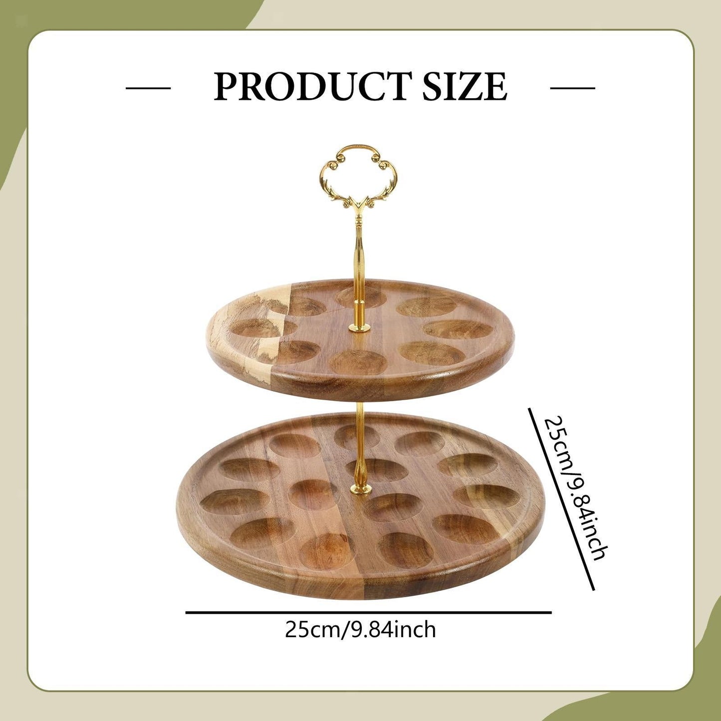 ya 25 2 Tier Wood Egg Rack Dessert Table Display for Cabinet Housewarming Pantry