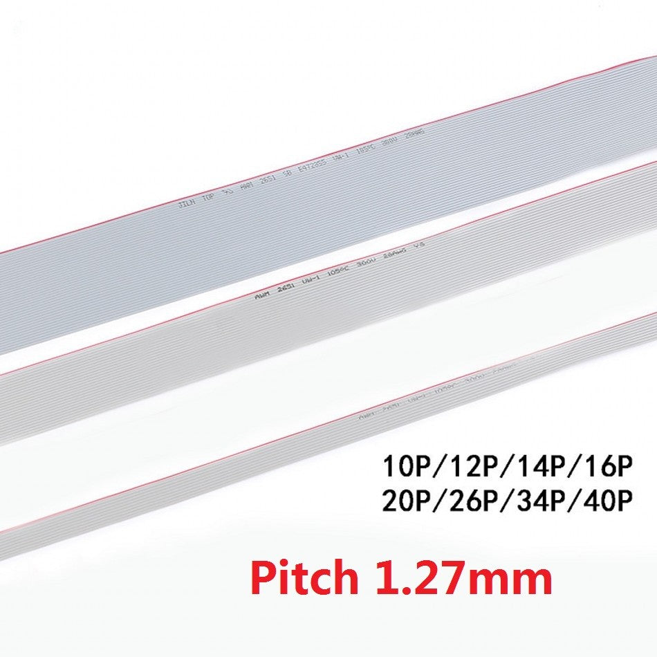 FC-10/12/14/16/20/26/34/40Pin Way Gray Flat Ribbon Cable 1.27mm Pitch 28AWG Wire