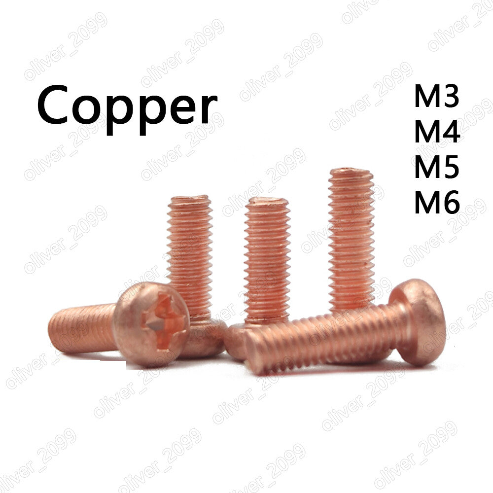 M3 M4 M5 M6 99.9% Pure Copper Phillips Cross Pan Head Machine Screws