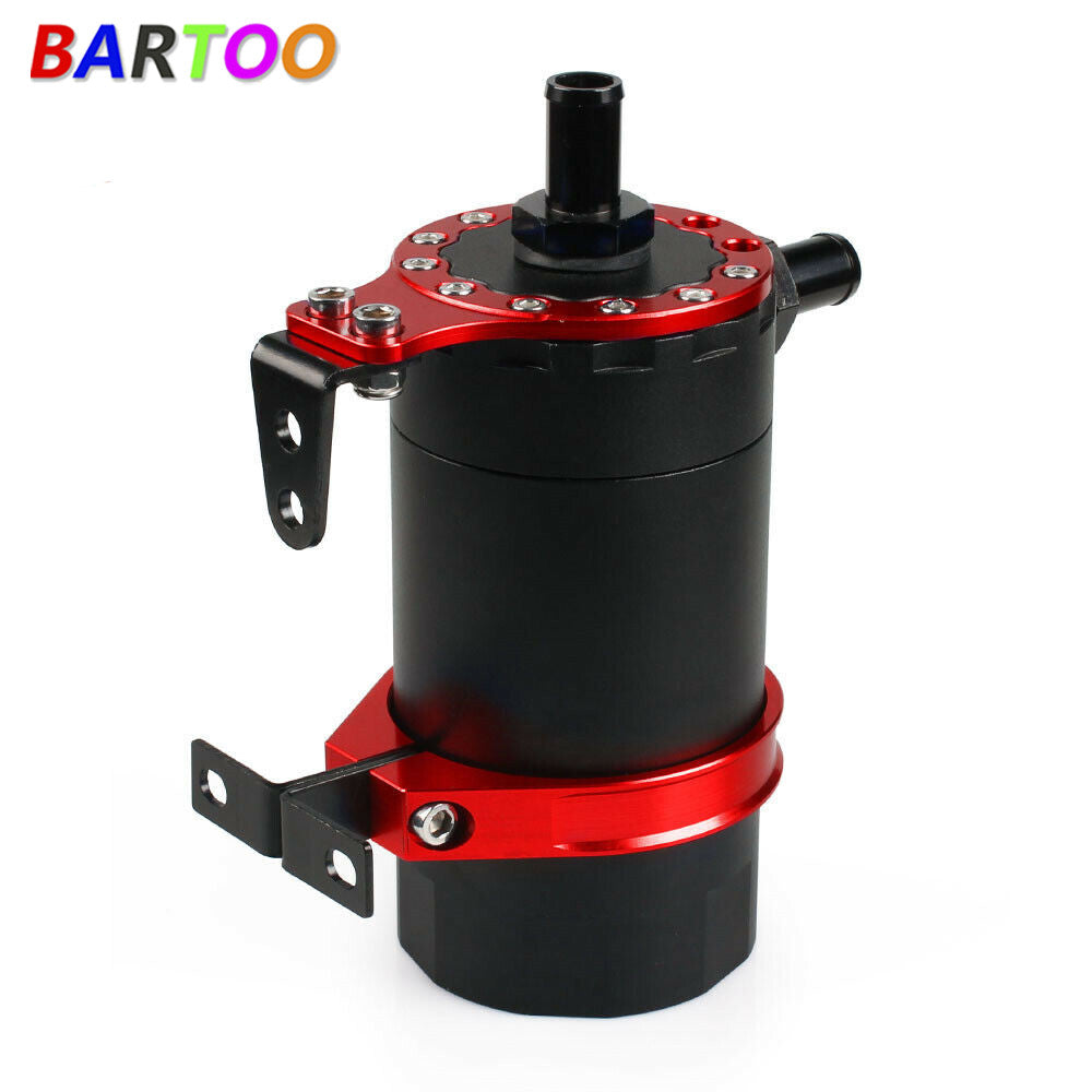 ya 27 7.20 Round Oil Tank Baffled Aluminum Oil Catch Can Resevoir Tank Kit Car Racing US
