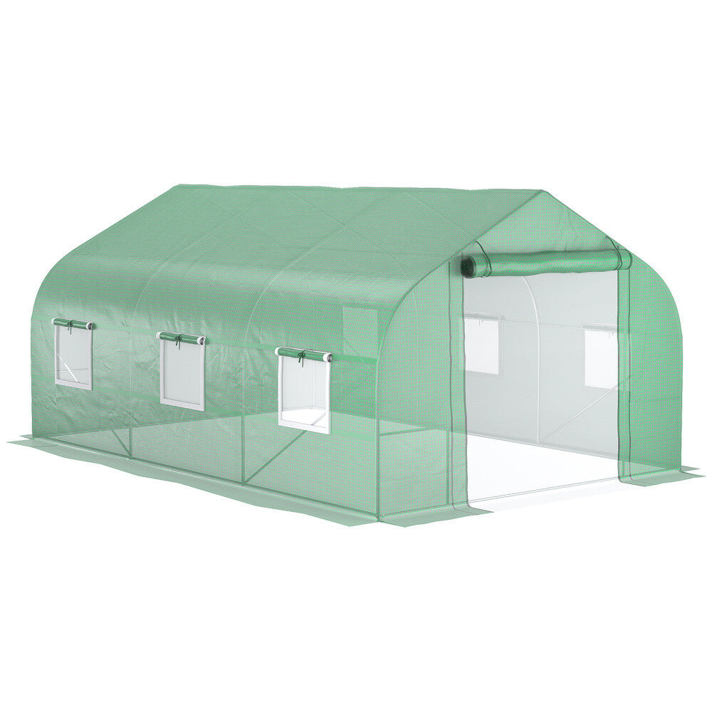 ya 28 11.5x10x7'' Green Walk-in Tunnel Greenhouse Zipper Mesh Door 6 Windows