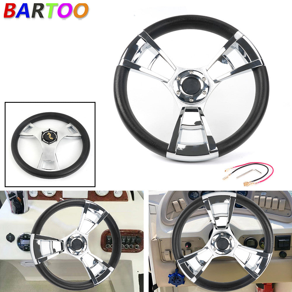 ya 1 7.4 13.5 Boat Marine Steering Wheel 3 Spoke 3/4 Shaft Wheel for Yacht Speed Boat
